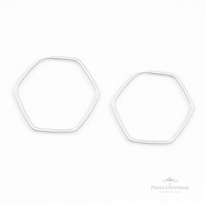 Argola Sextava Quadrada N2 em Prata - Prata Universal