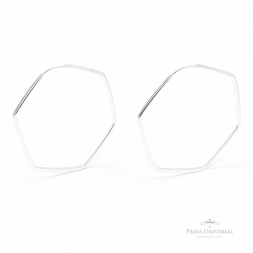 Argola Sextava Quadrada N2 em Prata - Prata Universal Argola Sextava Quadrada N2 em Prata - Prata Universal