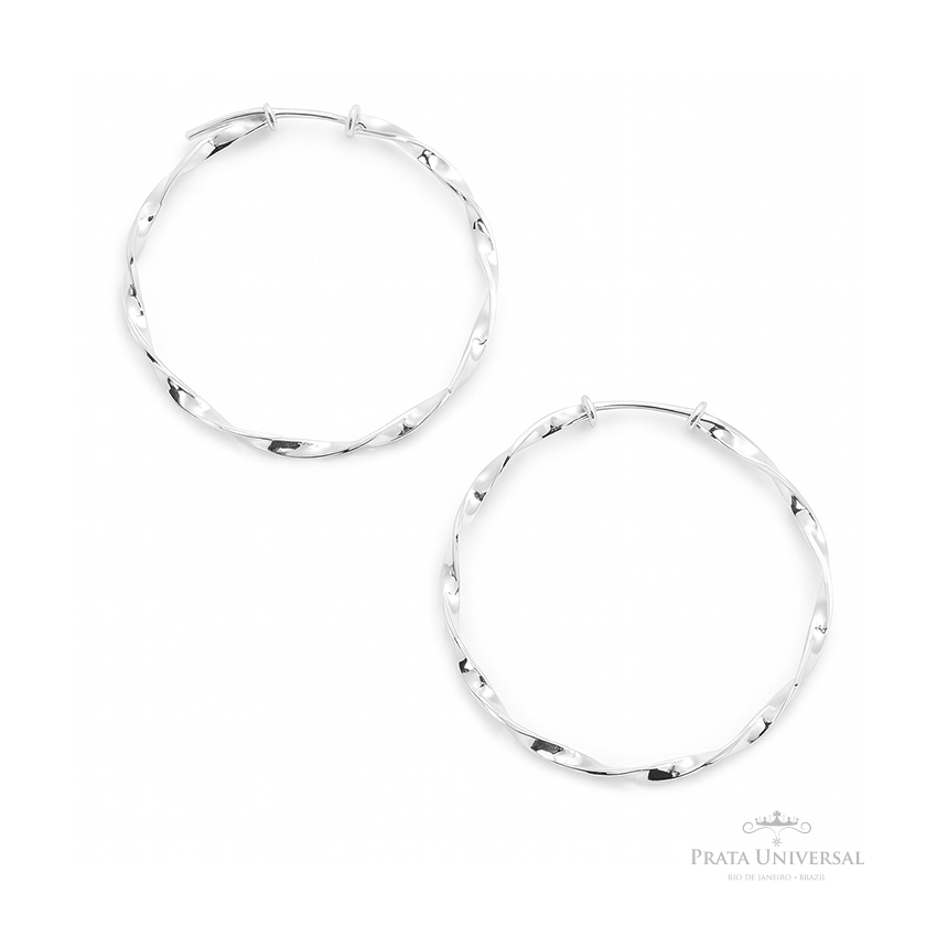 Argola Torcida N6 em Prata - Prata Universal Argola Torcida N6 em Prata - Prata Universal