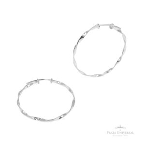 Argola Torcida N6 em Prata - Prata Universal