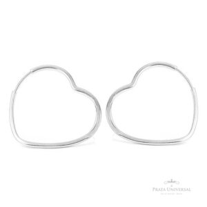 Argolas Coração de Lado Quadrada N2 em Prata - Prata Universal