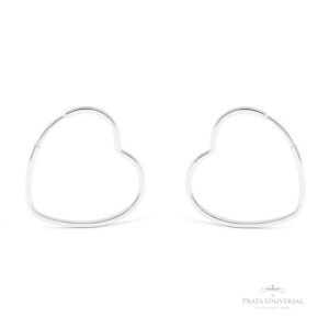 Argolas Coração de Lado Quadrada N2 em Prata - Prata Universal