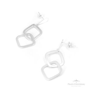Brinco 2 Losangos em Prata - Prata Universal