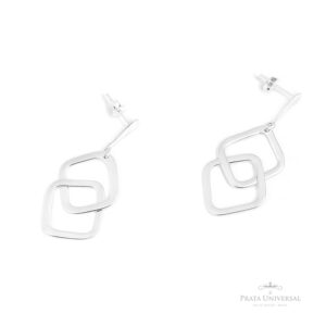 Brinco 2 Losangos em Prata - Prata Universal