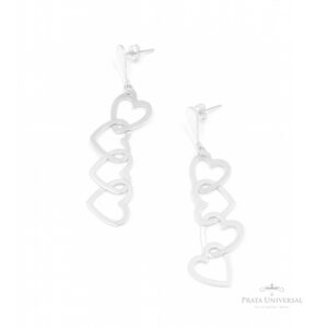 Brinco 4 Corações Vazados em Prata - Prata Universal