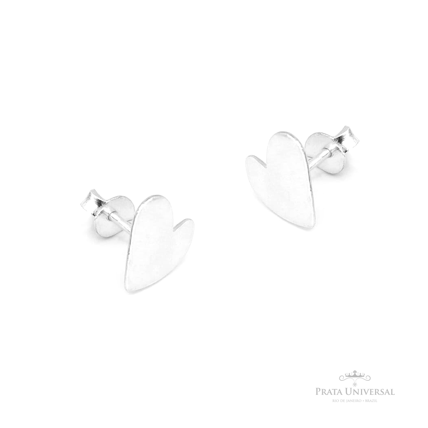 Brinco Coração Chapa em Prata - Prata Universal Brinco Coração Chapa em Prata - Prata Universal
