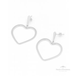 Brinco de Coração de Chapa Pendurado em Prata - Prata Universal