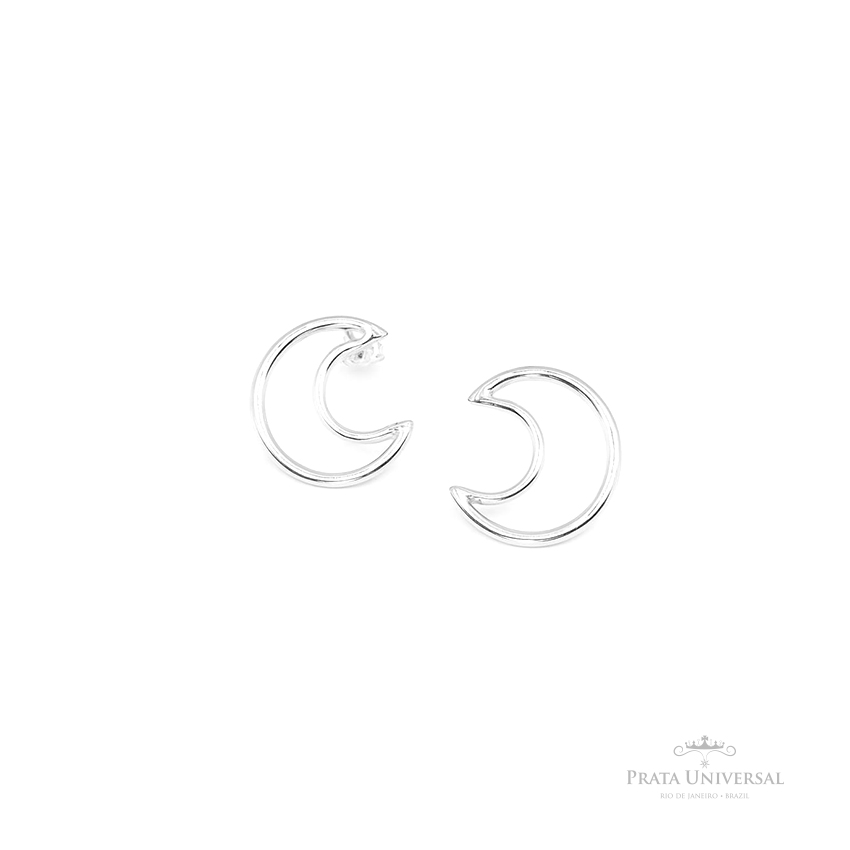 Brinco Lua Vazada P em Prata - Prata Universal Brinco Lua Vazada P em Prata - Prata Universal
