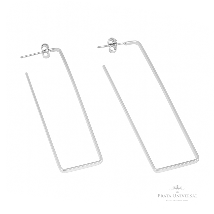 Brinco Retangular G em Prata - Prata Universal Brinco Retangular G em Prata - Prata Universal