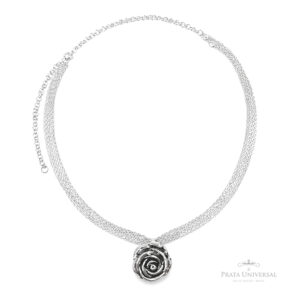 Choker Flor de Eletroformação em Prata - Prata Universal