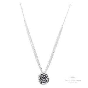 Choker Flor de Eletroformação em Prata - Prata Universal