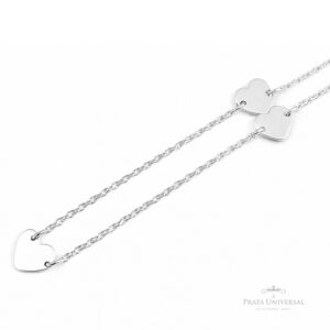 Colar 6 Corações P em Chapa em Prata - Prata Universal