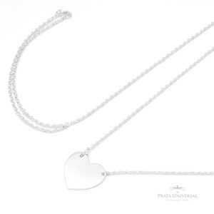 Colar Coração Único de Chapa em Prata - Prata Universal