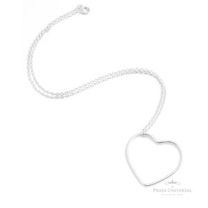 Colar Coração Único Vazado Prata - Prata Universal