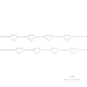 Colar Coração Vazado 60 em Prata - Prata Universal