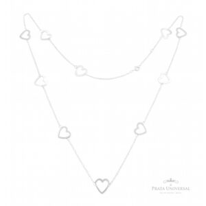 Colar Coração Vazado 70 em Prata - Prata Universal