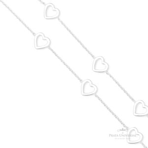 Colar Coração Vazado 70 em Prata - Prata Universal
