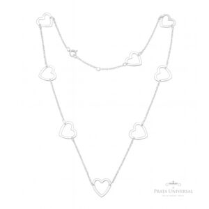 Colar Coração Vazado G em Prata - Prata Universal