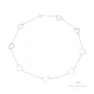 Colar Coração Vazado G em Prata - Prata Universal