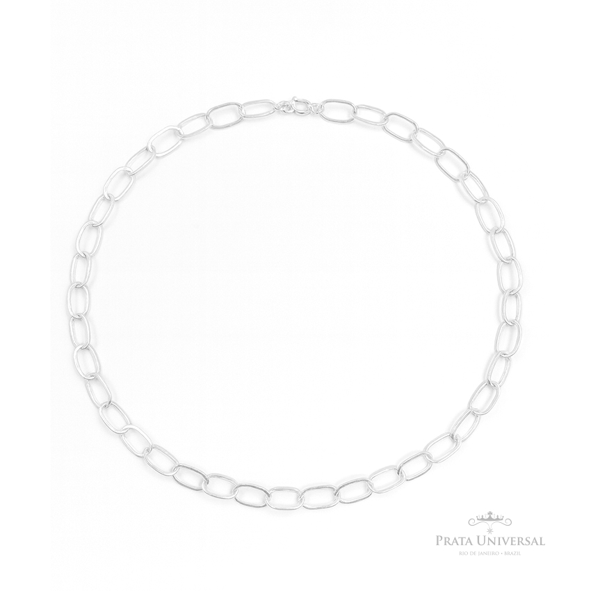 Colar Elos Ovais 45 em Prata - Prata Universal Colar Elos Ovais 45 em Prata - Prata Universal