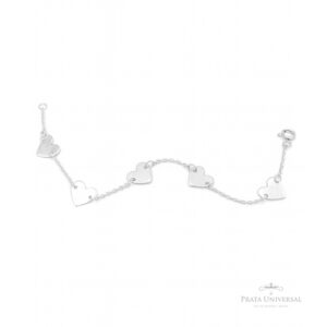 Pulseira Coração Chapa em Prata - Prata Universal