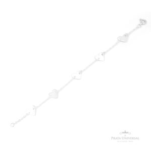 Pulseira Coração Chapa em Prata - Prata Universal