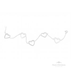 Pulseira Coração Vazado G em Prata - Prata Universal