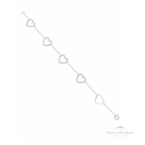 Pulseira Coração Vazado G em Prata - Prata Universal